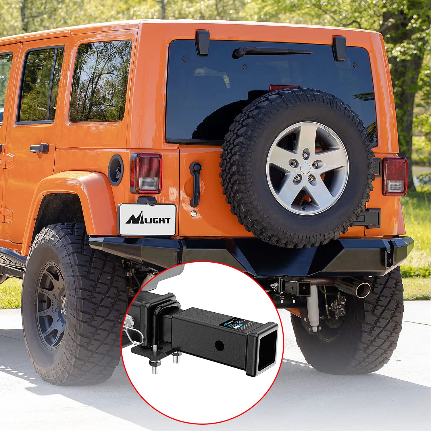 Nilight Trailer Hitch Extender 7 inch Extension Length Fits for 2