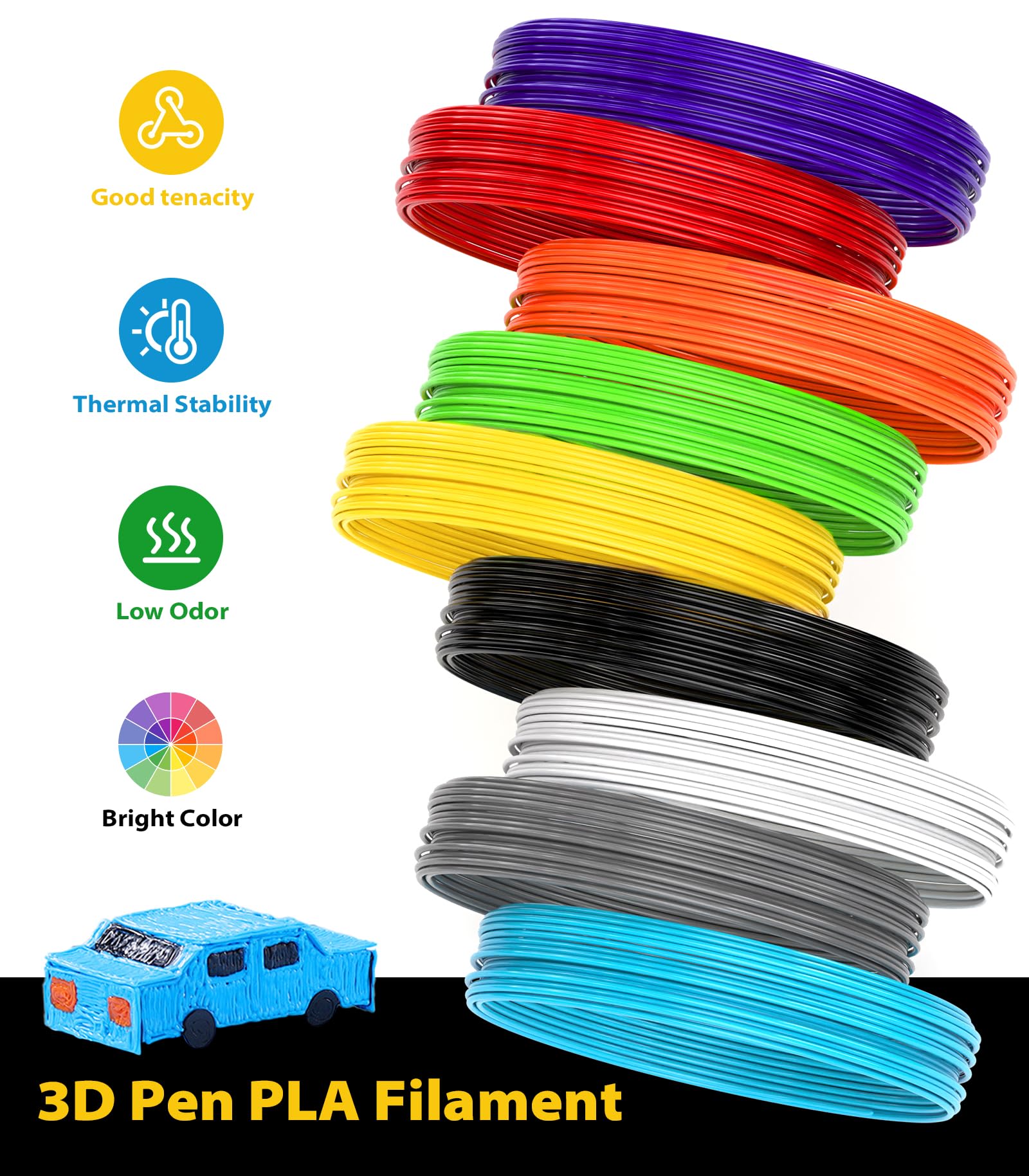 3D Pen Filament Refills 15 Colors, Each Color 16 Feet Total 240 Feet, 1.75 mm Pla Filament Comes with 2 Finger Caps & Copybook,3D Printing Pen Filament Refills Compatible with Mynt3d,scrib3d 3D Pen 🍁 All In One Marketplace Canada