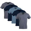 Gildan Men's V-Neck T-Shirts, Multipack, Style G1103, Navy/Heather Navy/Indigo Blue (5-Pack), Large 🍁 All In One Marketplace Canada