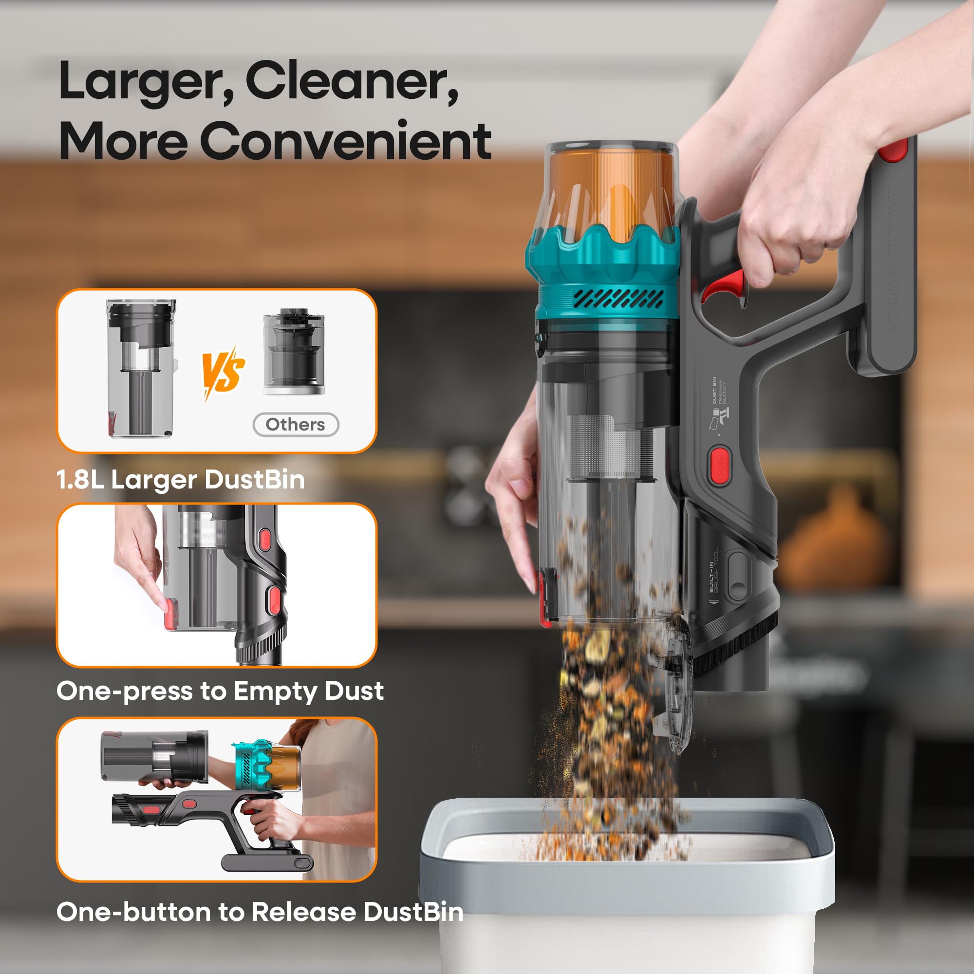 ElecKeys Cordless Vacuum Cleaners, 650W 55KPA Vacuum Cleaners with 70 Mins Runtime, LED Display, Anti-Tangle, Powerful Cordless Stick Vacuum for Home, Pet Hair, Hard Floors, Carpet 🍁 All In One Marketplace Canada