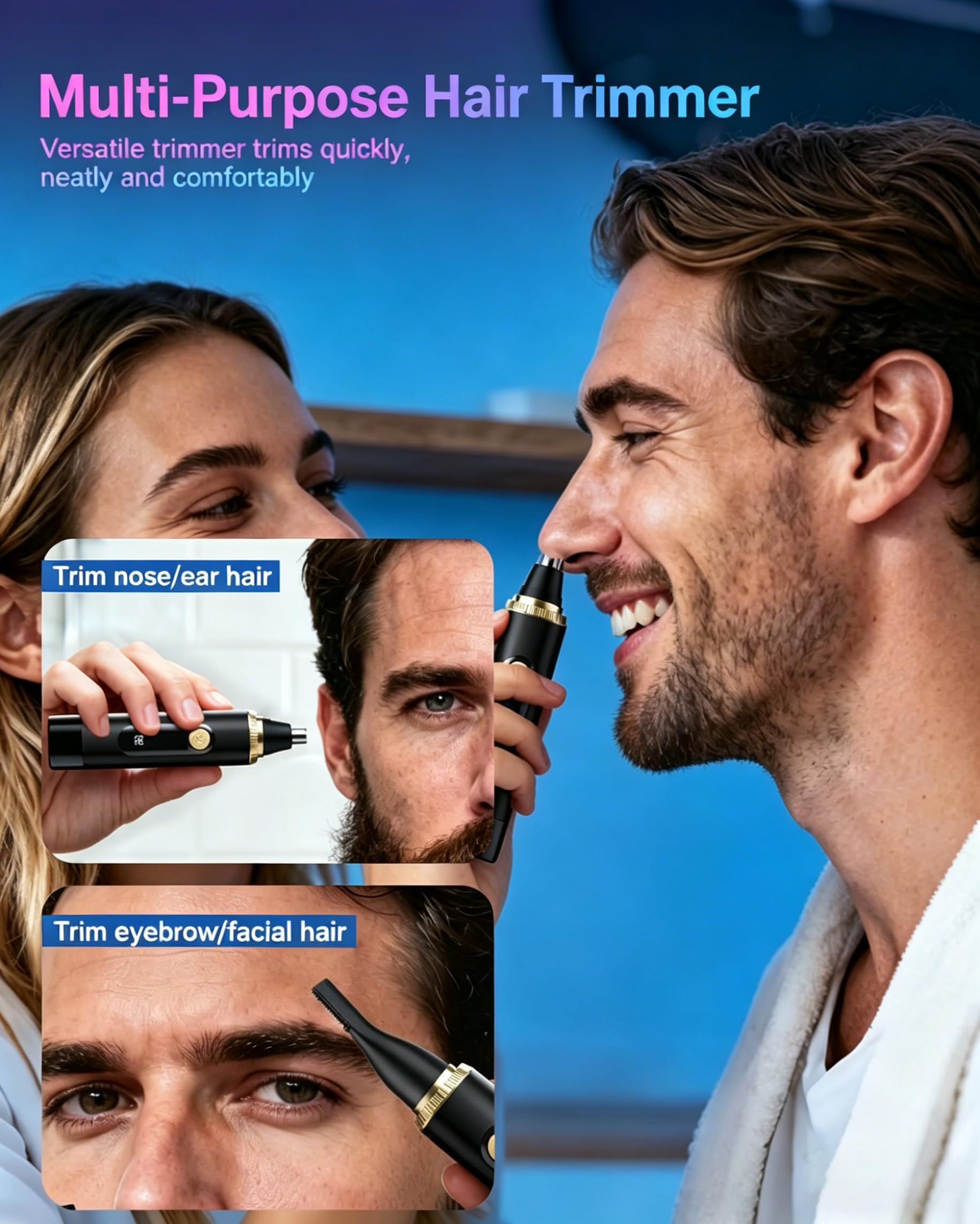 Nose Hair Trimmer 2026 Professional Nose Trimmer for Men and Women, Painless IPX7 Waterproof Eyebrow & Facial Hair Removal,USB Rechargeable with LED Display Dual-Edge Blades, Black 🍁 All In One Marketplace Canada