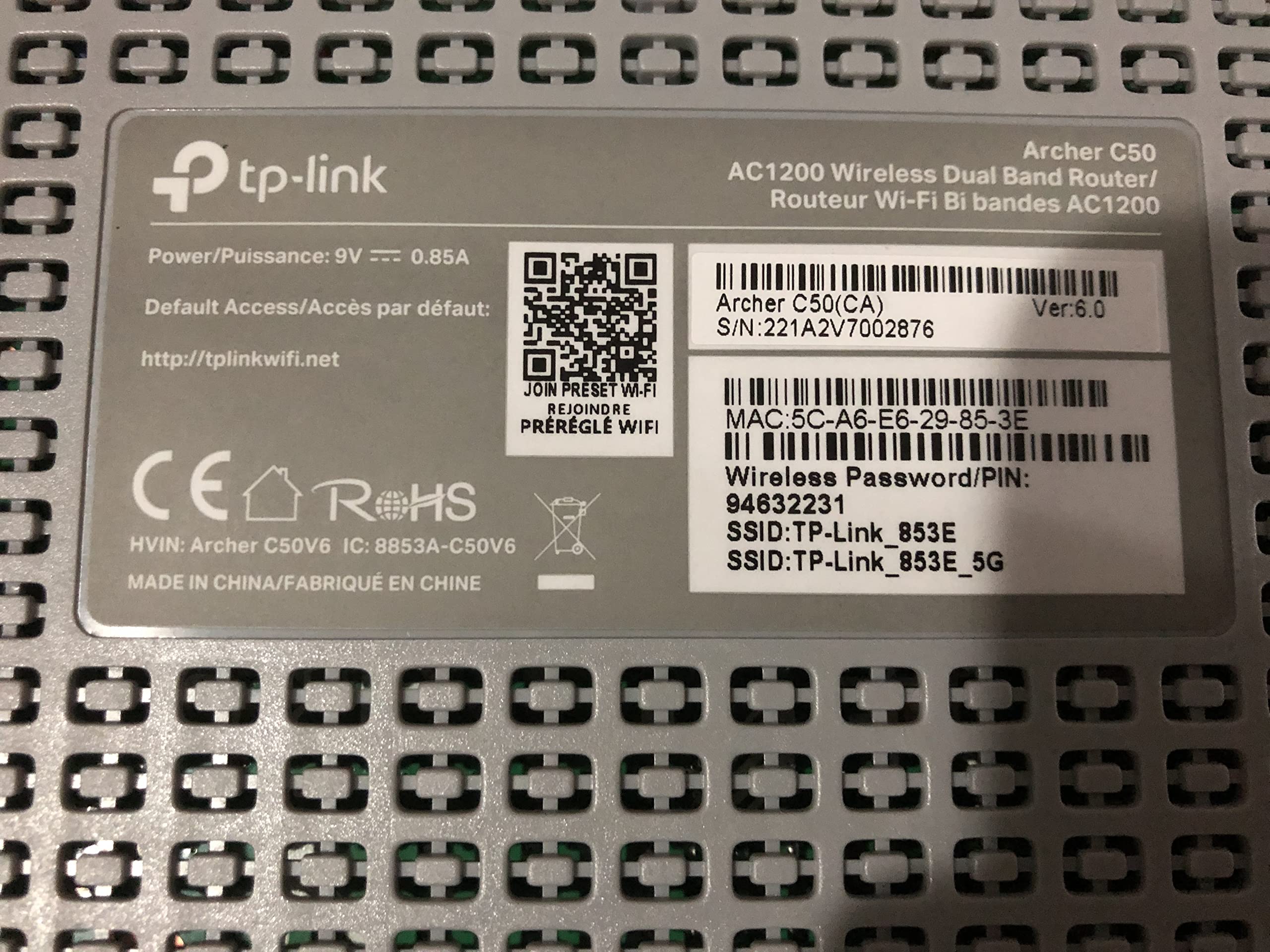 TP-Link AC1200 WiFi Router (Archer C50) - Dual Band Wireless Internet Router, 4 x 10/100 Mbps Fast Ethernet Ports, Supports Guest WiFi, Access Point Mode, IPv6 and Parental Controls 🍁 All In One Marketplace Canada