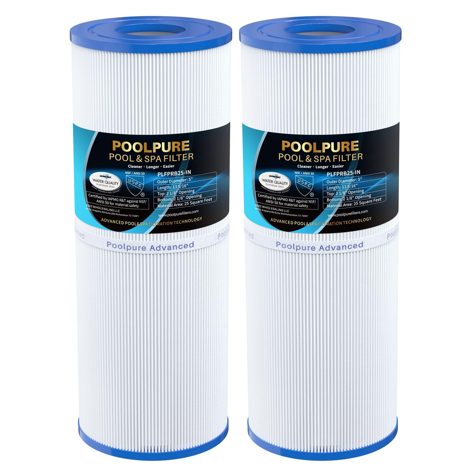 POOLPURE PLFPRB25-IN Hot Tub Filter Replace Unicel C-4326, Guardian 413-106, Filbur FC-2375, FC-2370, 3005845, 17-2327, 100586, 33521, 25392, 817-2500, 5X13 Drop in Spa Filter 2 Pack 🍁 All In One Marketplace Canada