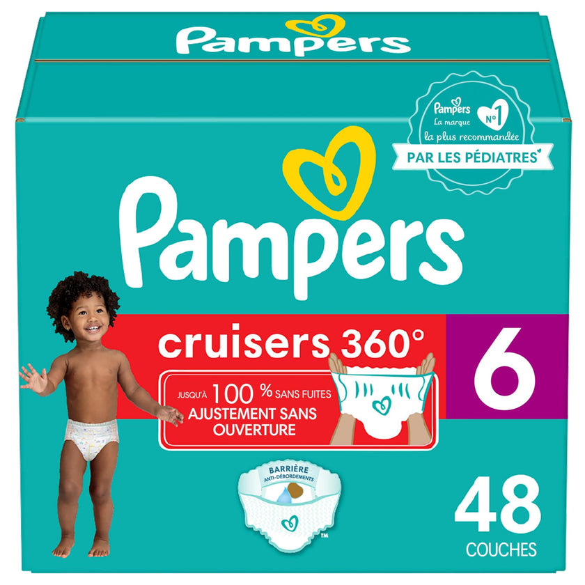 Pampers Diapers - Cruisers 360° - Size 6, up to 100% Leakproof Fit, Designed for Active Babies, Pull On Diaper, EZ Off Tabs Designed for Easy Changes, 1 Pack (Count of 48) 🍁 All In One Marketplace Canada