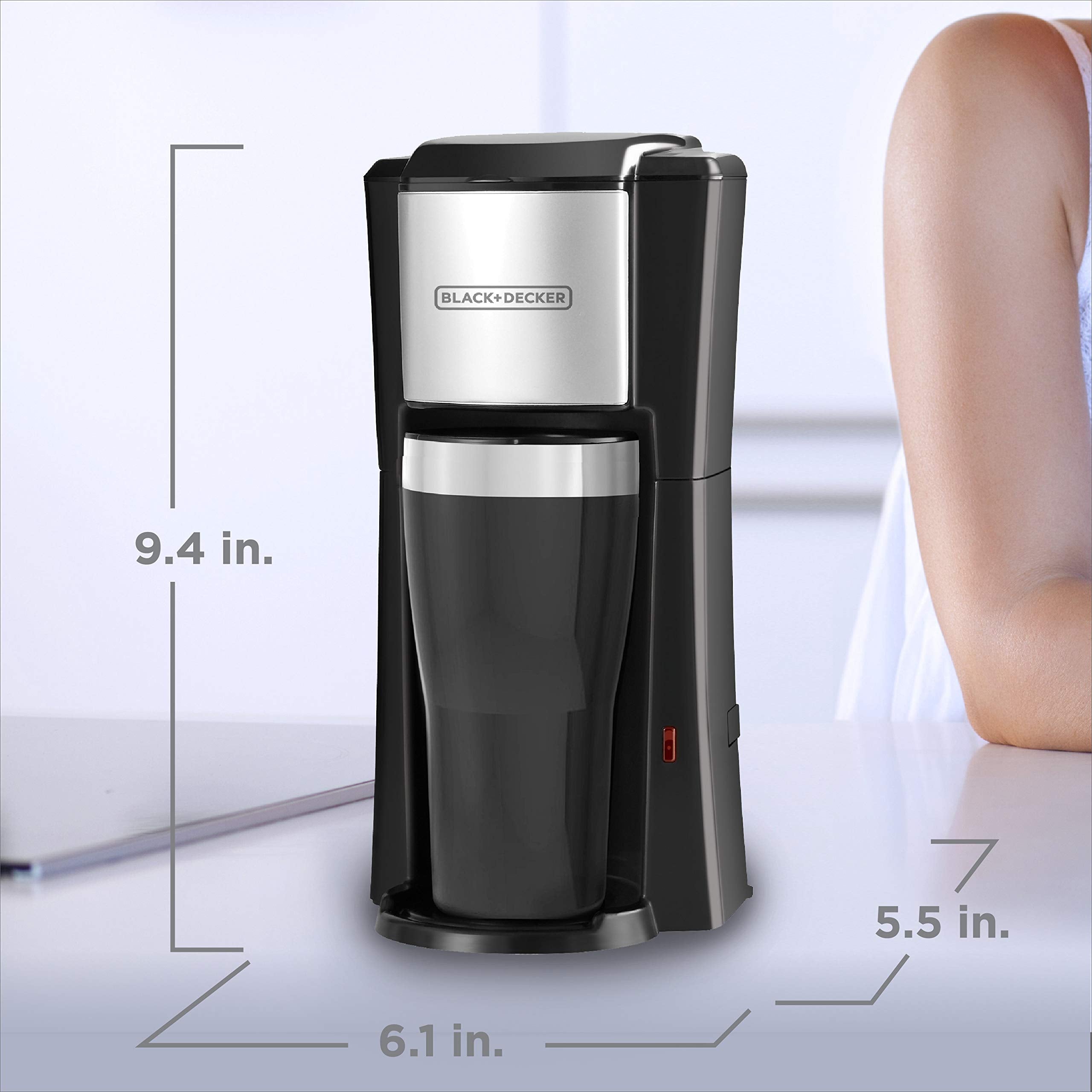 BLACK+DECKER Single Serve Coffee Maker, Includes One Dishwasher Safe Travel Mug (16oz), CM618C Black 🍁 All In One Marketplace Canada