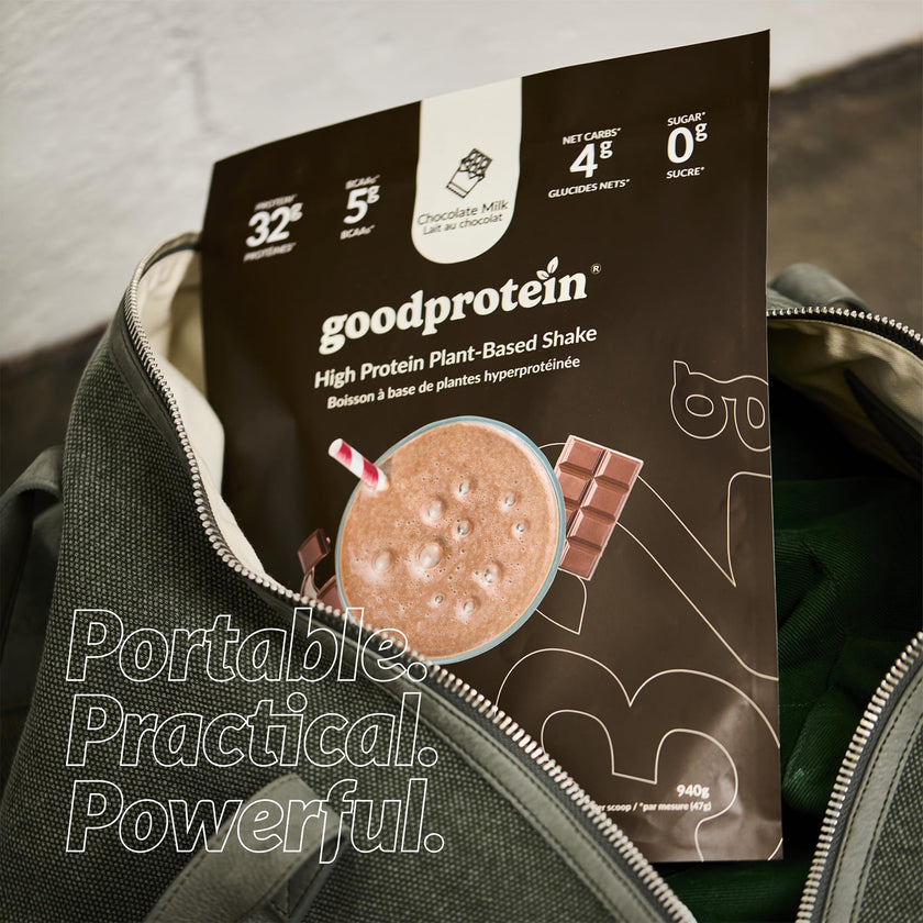 Good Protein – 32g Protein, Vegan High Protein Powder, 100% Natural, Non-GMO, Dairy-free, Gluten & Soy Free and No Added Sugar. Plant-Based Protein Shake (Chocolate Milk, 470 g) 🍁 All In One Marketplace Canada