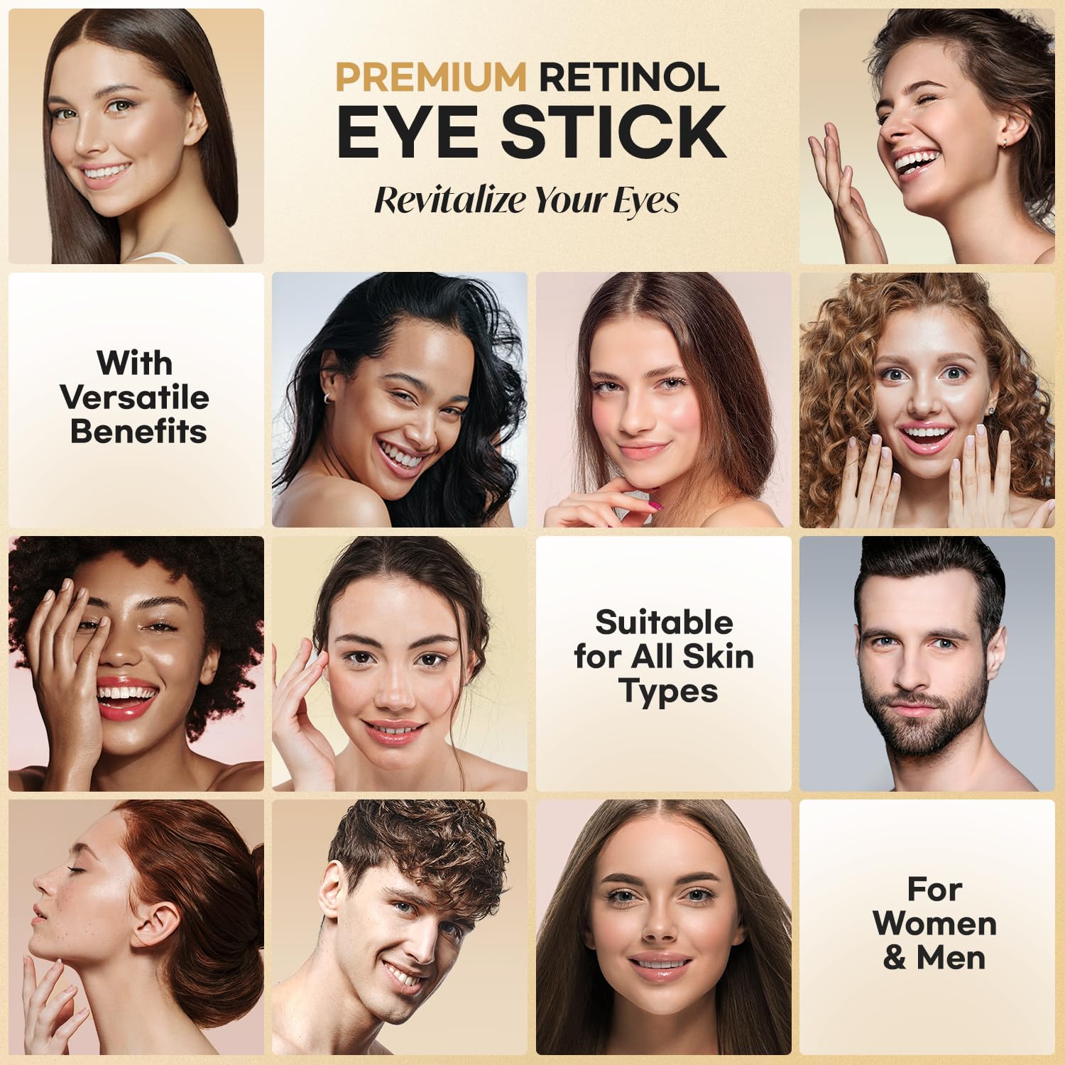 Retinol Eye Stick With Collagen, Hyaluronic Acid For Dark Circle, Wrinkles in 3-4 Weeks, Under Eye Cream Anti Aging, For Puffiness and Bags Reduces Fine Lines (Retinol Premium Gold Edition 3g) 🍁 All In One Marketplace Canada