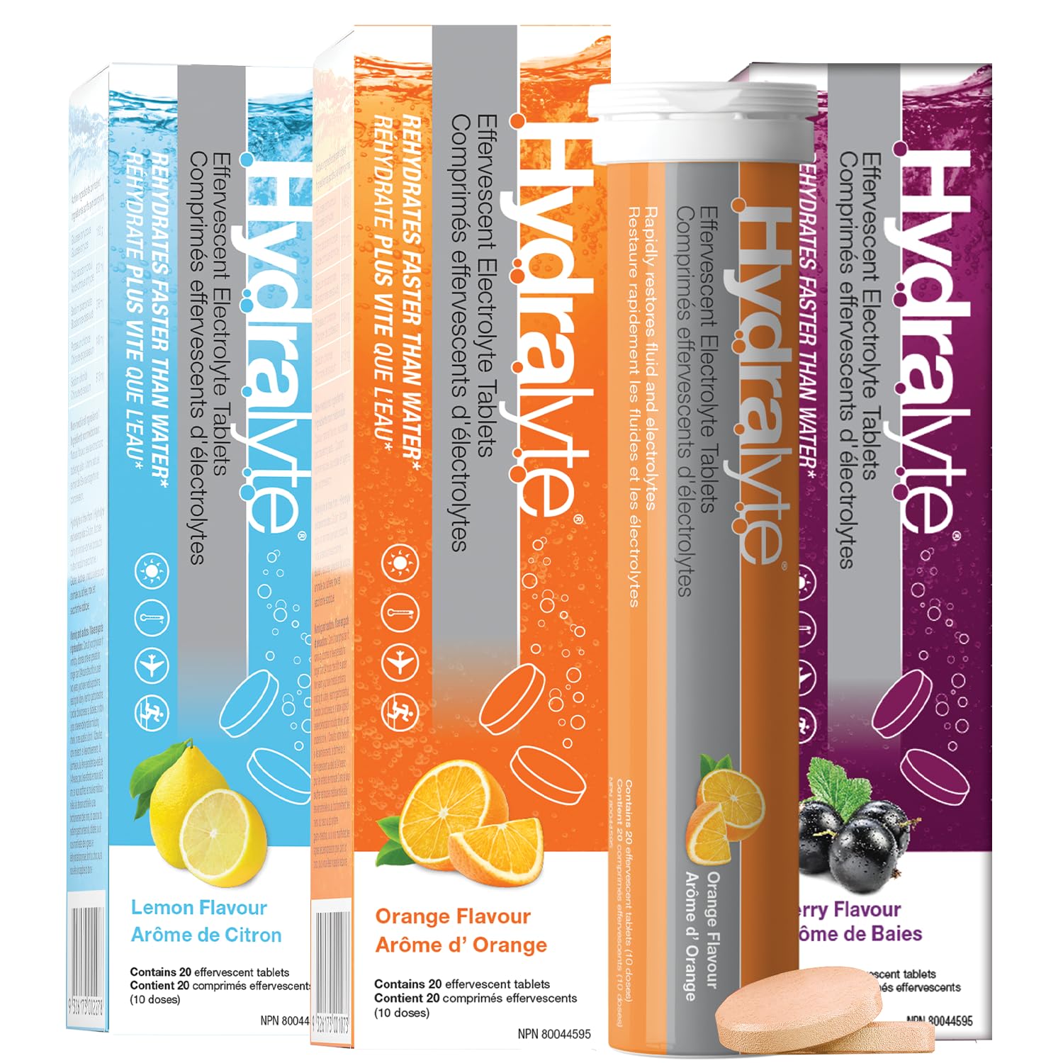 HydraLyte Electrolyte Tablets - Variety Flavoured Electrolytes, Low Sugar Electrolytes Formulated to Accelerate Hydration, Post Workout, Travel Essential - Safe Hydration for All Ages (60 Count) 🍁 All In One Marketplace Canada