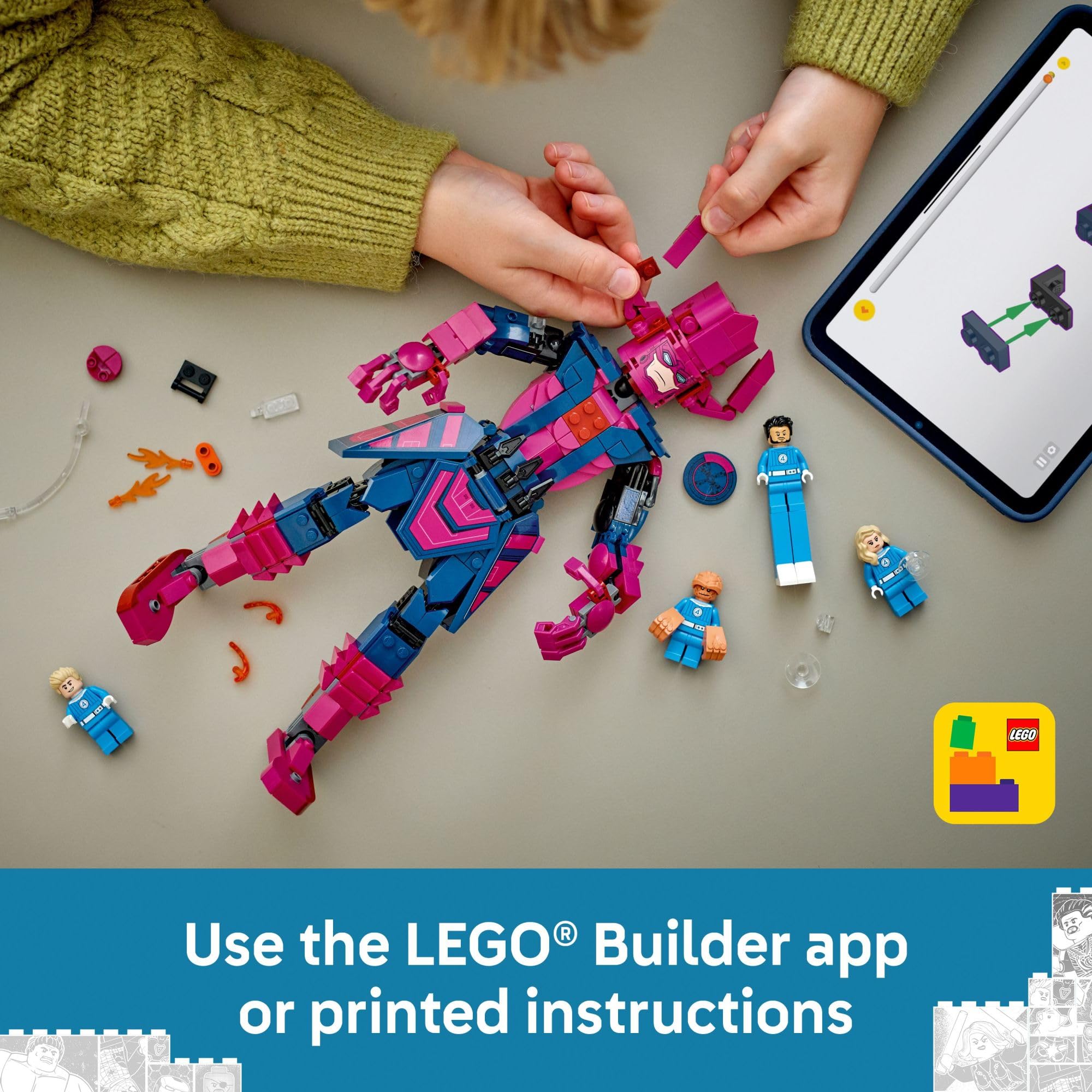 LEGO Marvel Fantastic Four vs. Galactus Construction Figure - Super Hero Building Toy - 4 Minifigures, Including The Thing, Invisible Woman and Human Torch - Gift for Kids, Boys and Girls, 9+ 76316 🍁 All In One Marketplace Canada