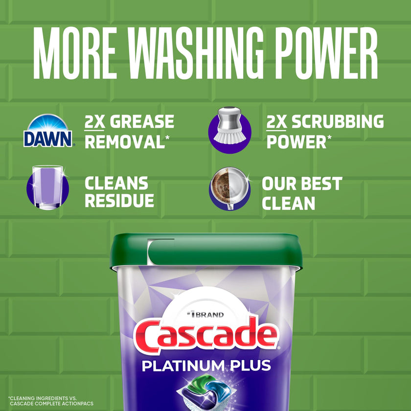 Cascade Platinum Plus Dishwasher Detergent Pods, Dish Detergent Soap, Fresh Scent, 51 Count 🍁 All In One Marketplace Canada