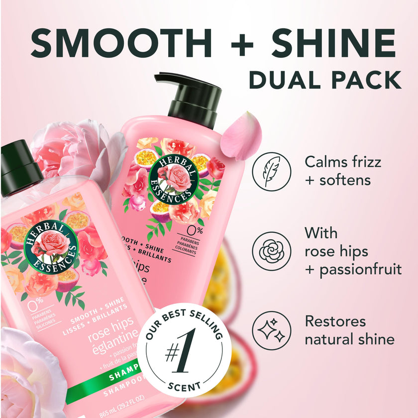 Herbal Essences Rose Hips and Passionfruit Smooth and Shine Shampoo and Conditioner Set, 865 mL Each 🍁 All In One Marketplace Canada