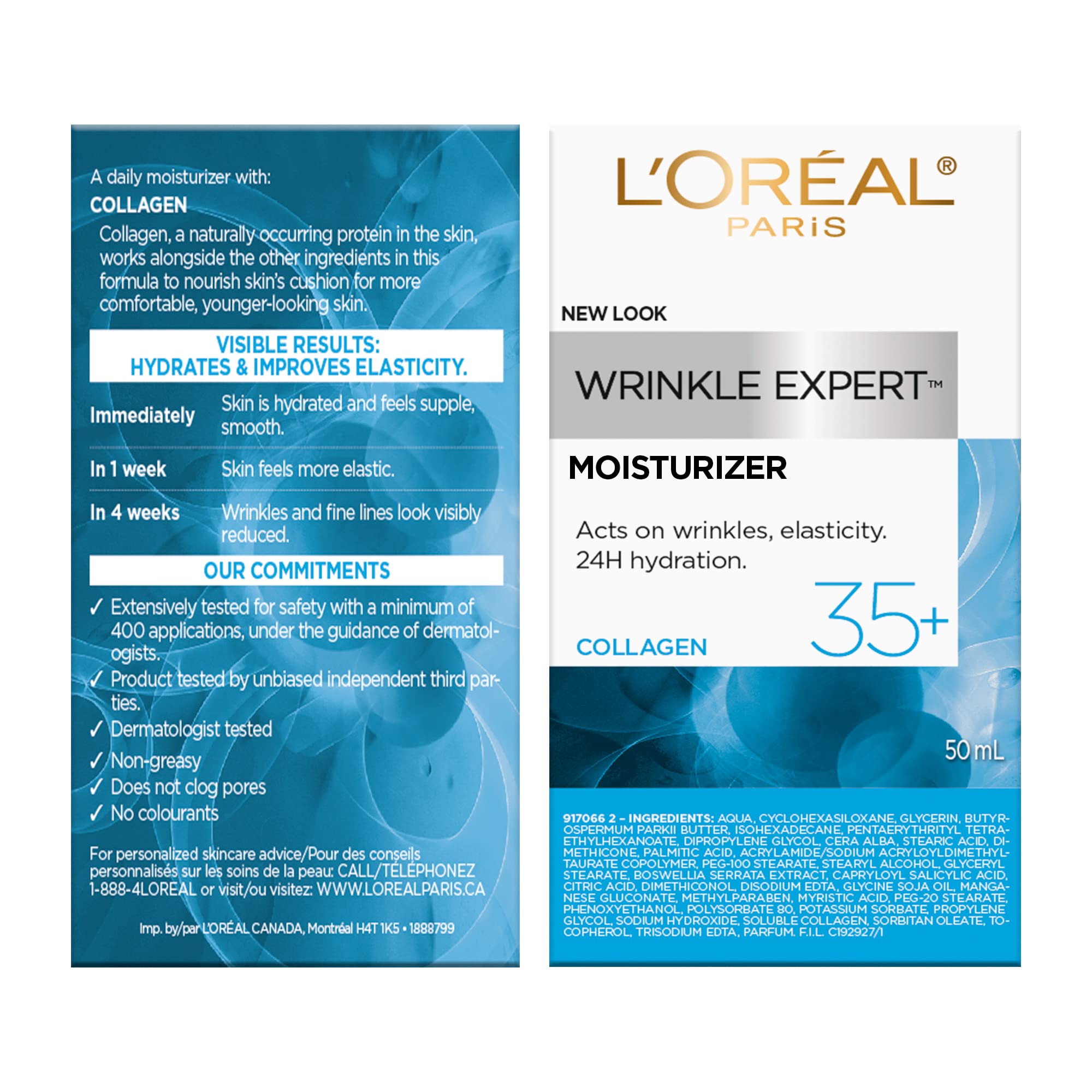 L’Oréal Paris Wrinkle Expert 35+ Anti Aging Day Face Moisturizer & Night Face Cream, Collagen Cream for Face to Reduce the Look of Wrinkles, Provides 24HR Hydration, 50mL 🍁 All In One Marketplace Canada