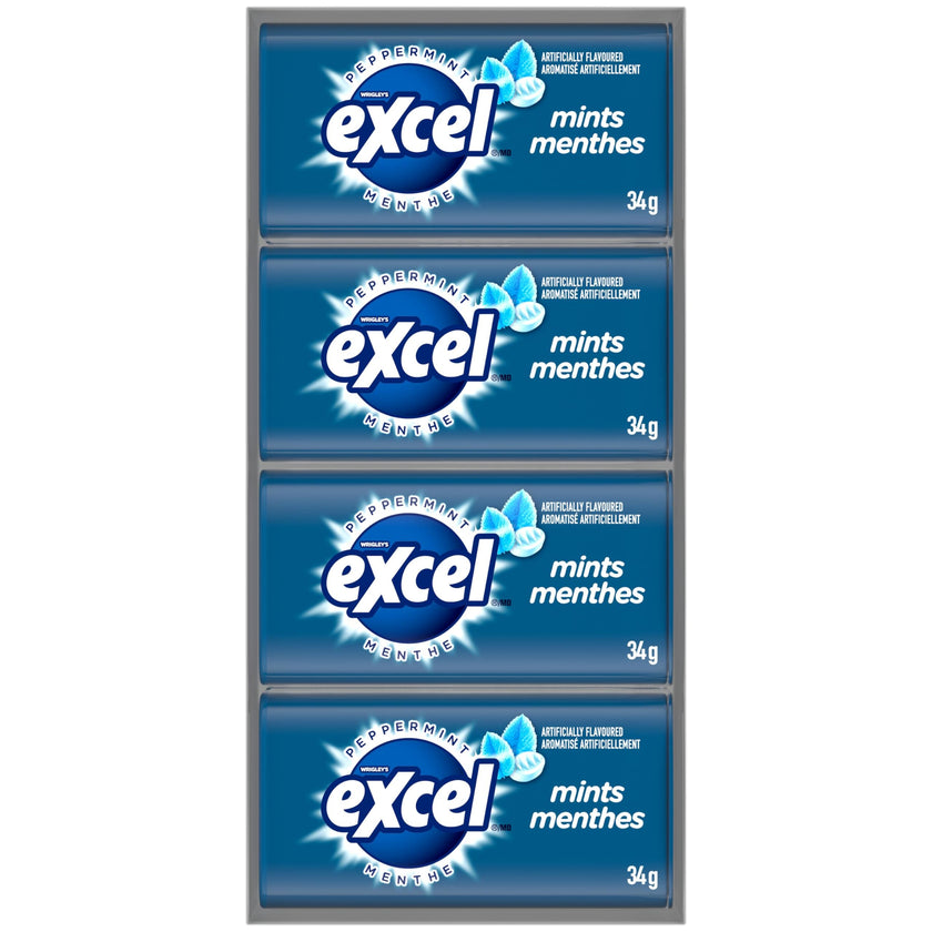EXCEL, Peppermint Flavoured Mints, 34g, Tin, 8 Packs 🍁 All In One Marketplace Canada