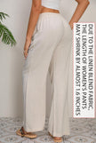 AISEW Women's Cotton Linen Palazzo Pants Drawstring Elastic Waist Casual Wide Leg Long Lounge Trousers with Pockets (Beige, 7031M) 🍁 All In One Marketplace Canada
