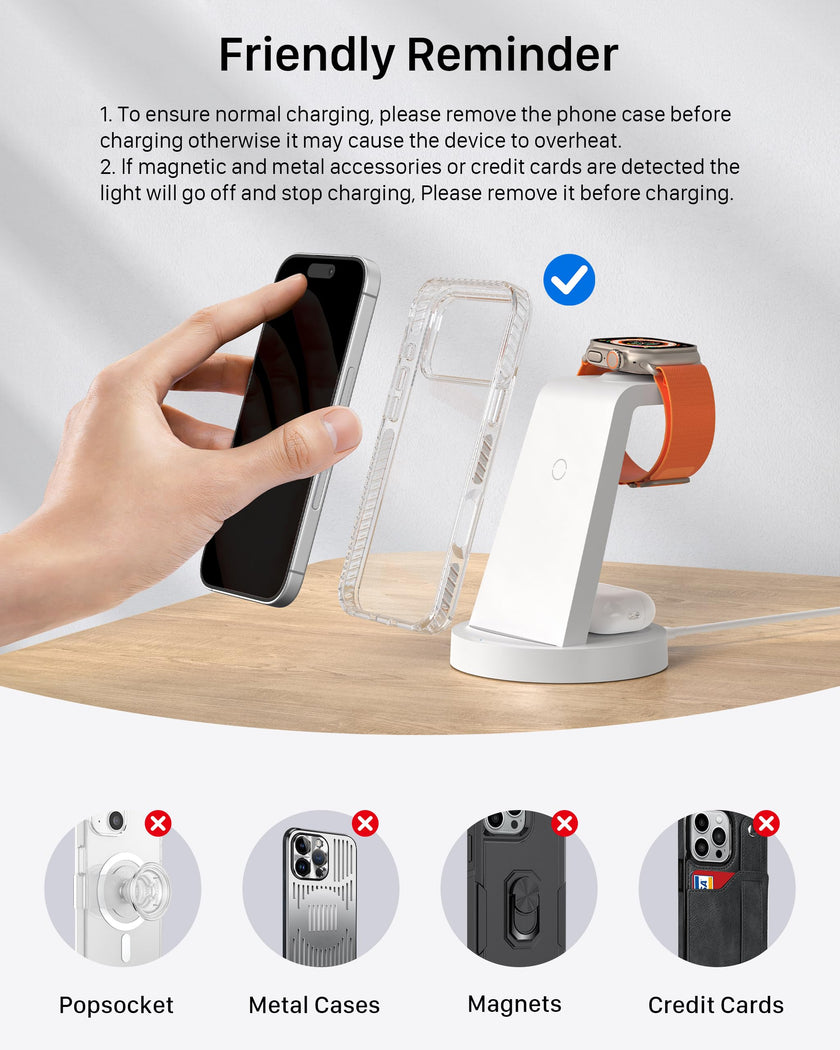 Anlmz 3 in 1 Charging Station for iPhone - Wireless Charger for Apple Products Multiple Devices - Charging Dock Stand for AirPods (for iPhone 17 16e 16 15 14 13 pro 12 11 X Max) 🍁 All In One Marketplace Canada