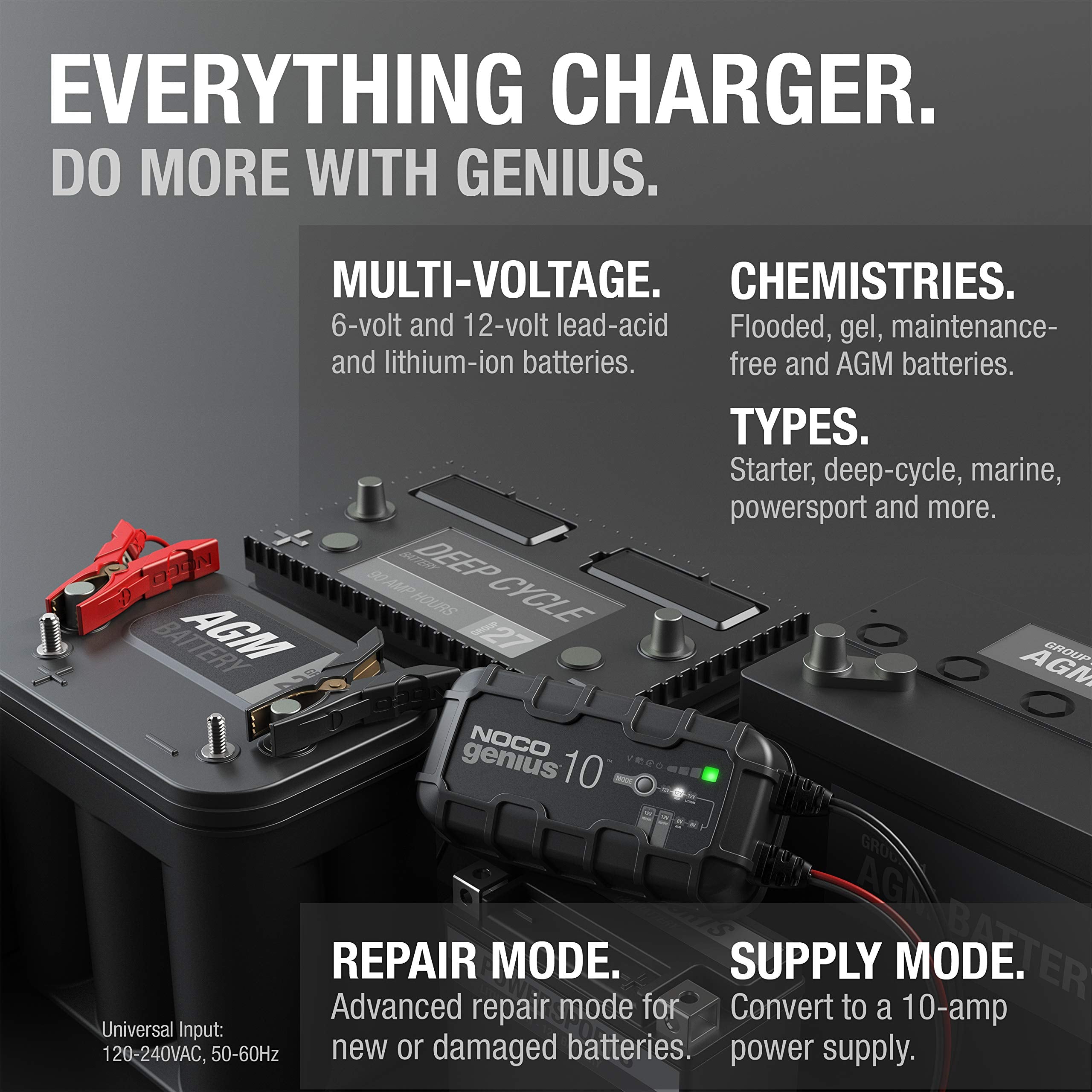 NOCO GENIUS10: 10A 6V/12V Smart Battery Charger – Automatic Maintainer, Trickle Charger & Desulfator with Overcharge Protection & Temperature Compensation – for Lead-Acid & Lithium Batteries 🍁 All In One Marketplace Canada