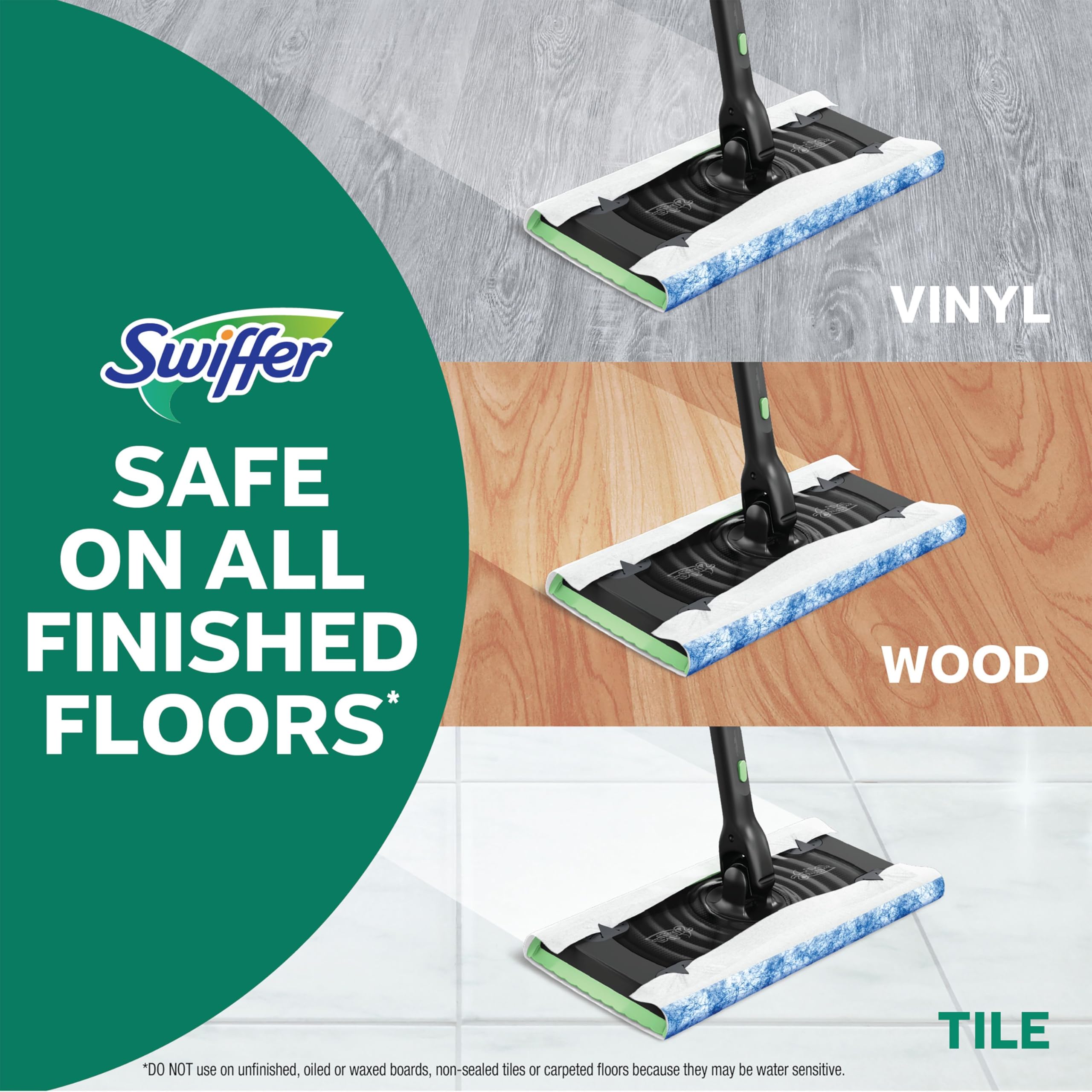 Swiffer Sweep and Mop Deluxe, 2-in-1 Floor Mopping and Sweeping Kit, Multi-Surface Kit for Floor Cleaning, Kit Includes 1 Sweeper Device, 5 Heavy Duty Dry Sweeping & 6 Heavy Duty Wet Mopping Cloths 🍁 All In One Marketplace Canada