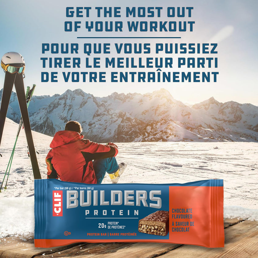 CLIF BUILDERS Protein Bars, Chocolate Flavour, 20g of Protein, Prepared in Canada, Gluten Free, No Artificial Sweeteners, 68 g (Pack of 12) 🍁 All In One Marketplace Canada