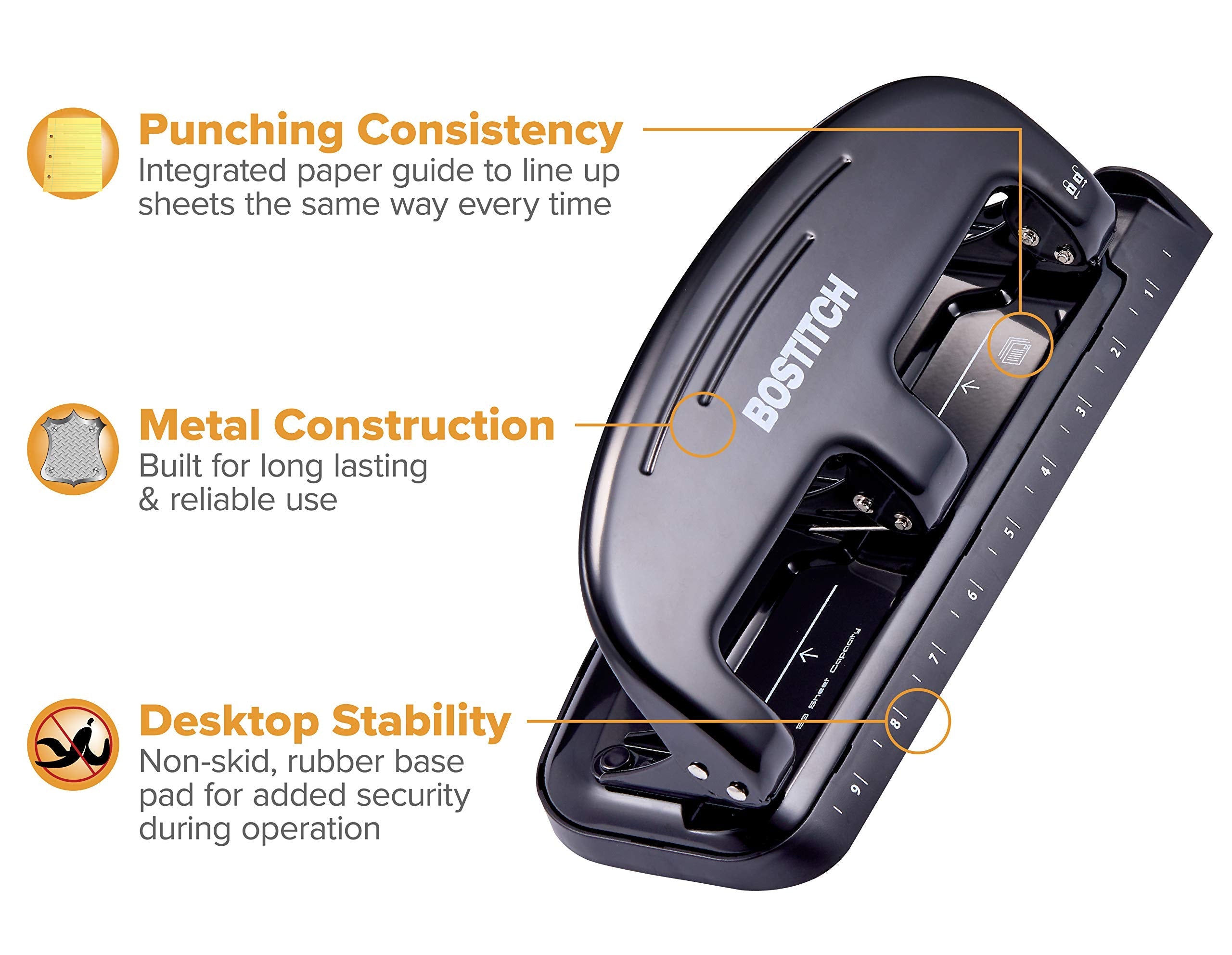 Bostitch Office EZ Squeeze 20 Sheet Standard 3 Hole Punch, Metal Construction, Silver/Black (HP20) 🍁 All In One Marketplace Canada