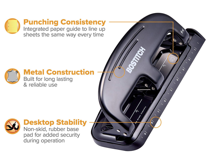 Bostitch Office EZ Squeeze 20 Sheet Standard 3 Hole Punch, Metal Construction, Silver/Black (HP20) 🍁 All In One Marketplace Canada