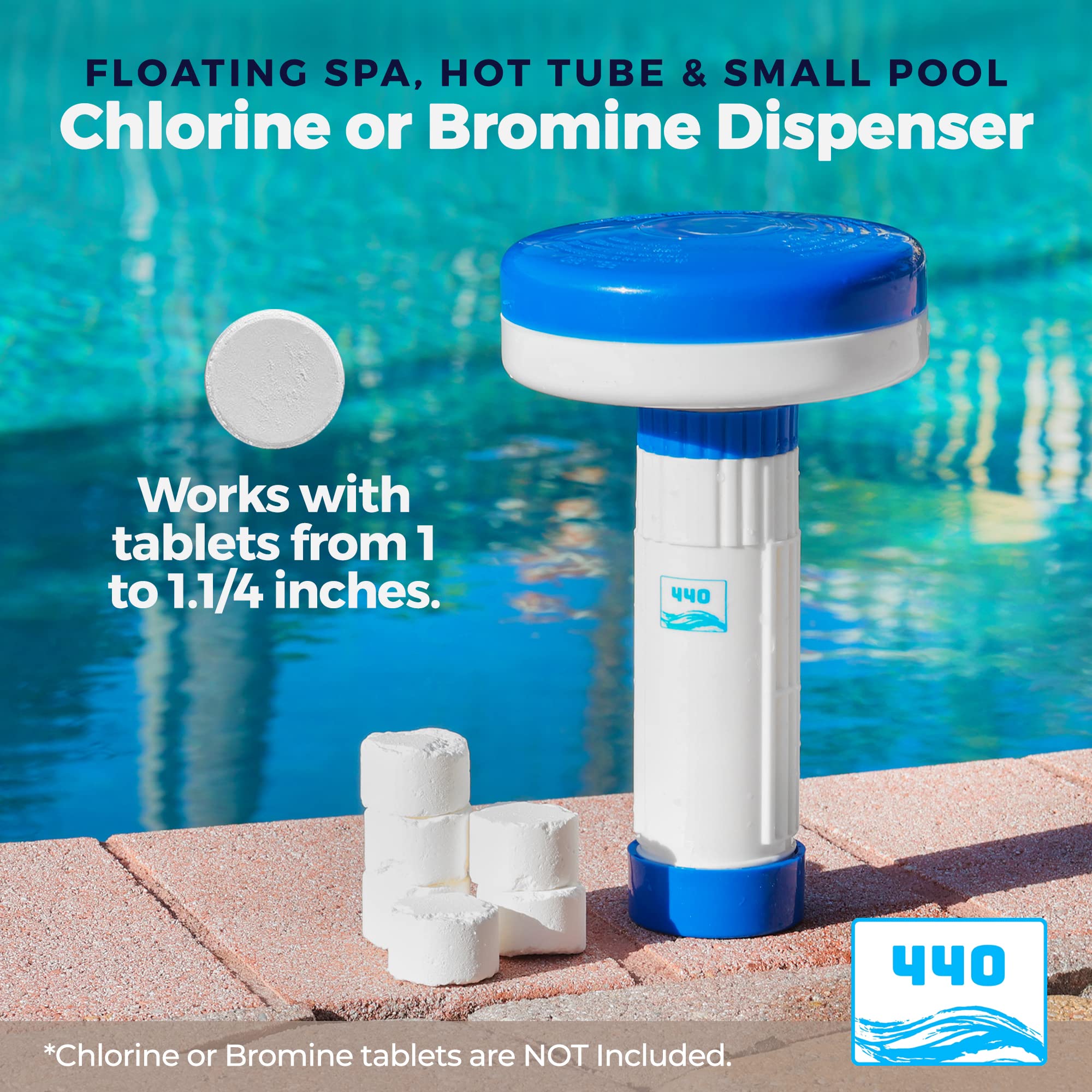 440 Mini Premium Floater Dispenser for Spa, Hot Tub and Small Pools for 1 Inch Chlorine or Bromine Tablets. (Tablets NOT Included) Adjustable Chemical Float from 0 to 13 Flow Control 🍁 All In One Marketplace Canada