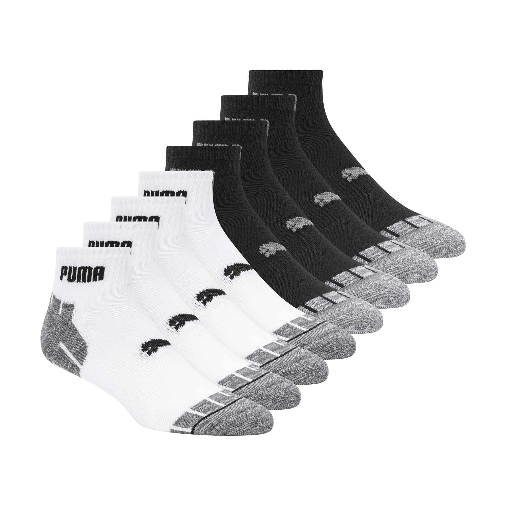 PUMA Men's 8 Pack Athletic Cushioned Quarter Crew Socks, White/Grey, 10-13 🍁 All In One Marketplace Canada