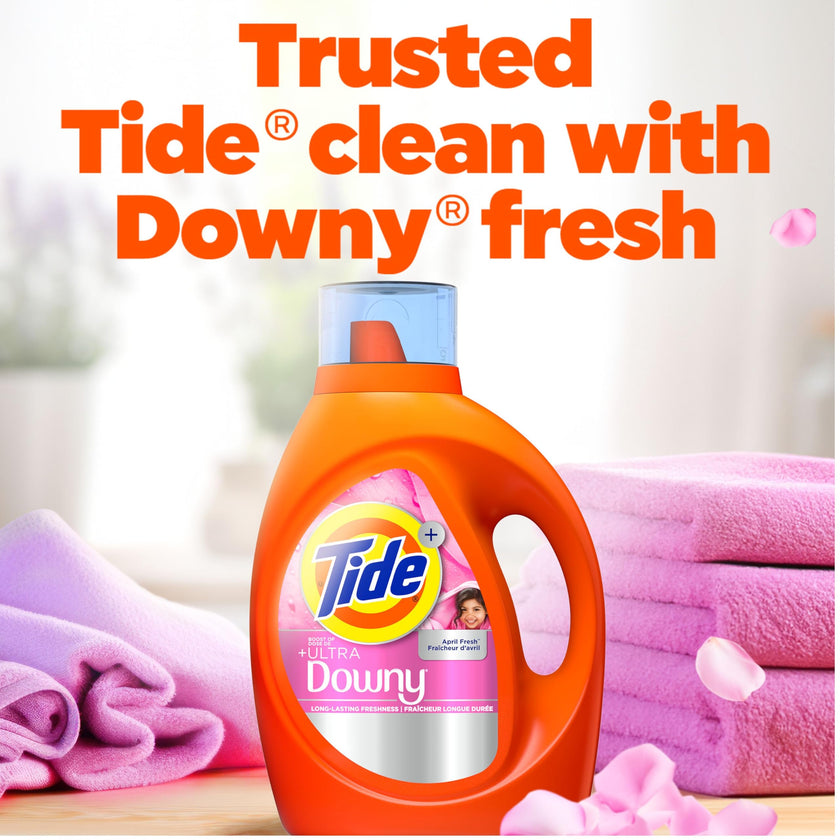 Tide Plus Boost of Ultra Downy Liquid Laundry Detergent, April Fresh Scent, 83 Loads, Laundry Detergent Liquid with Long-Lasting Freshness, 3.4 L 🍁 All In One Marketplace Canada
