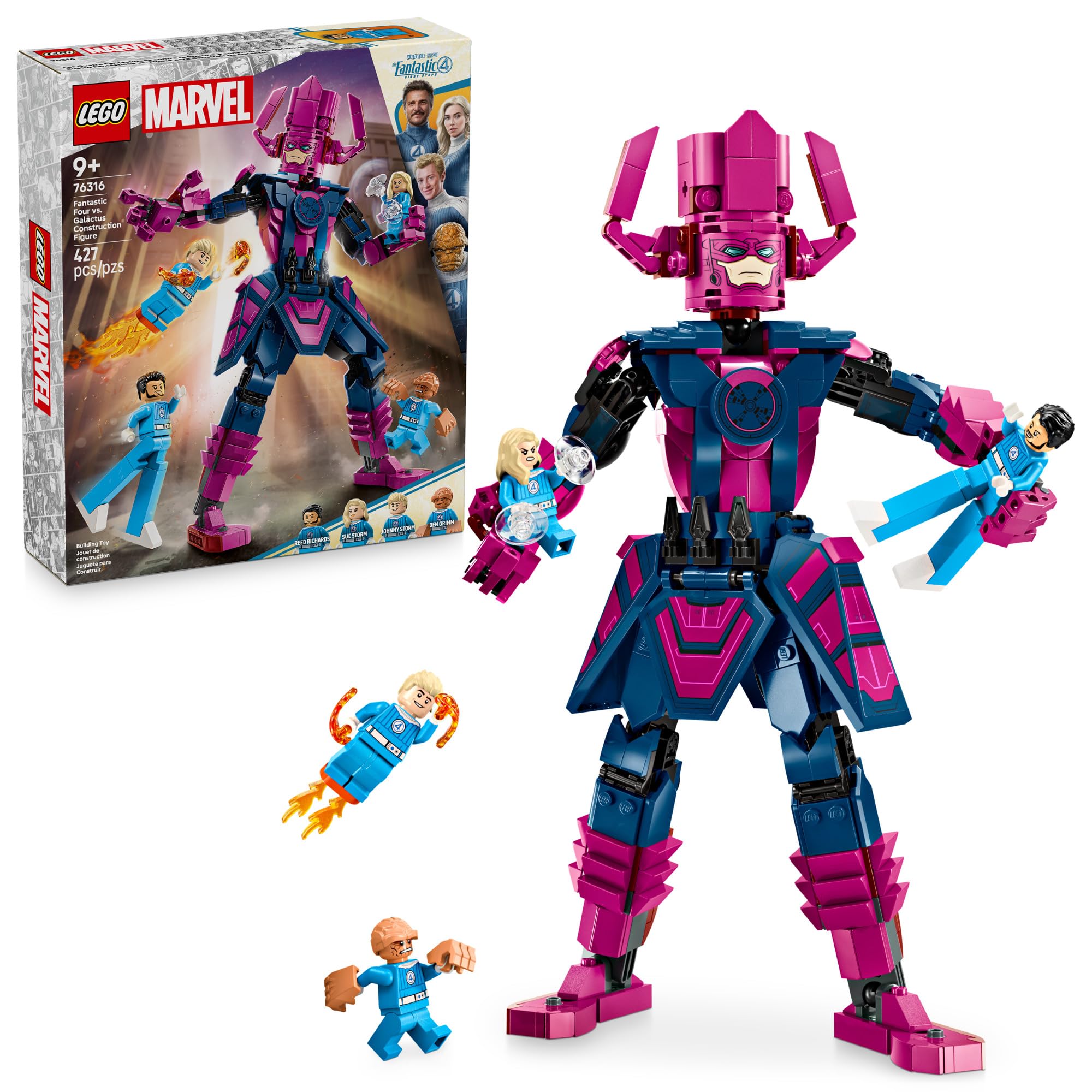 LEGO Marvel Fantastic Four vs. Galactus Construction Figure - Super Hero Building Toy - 4 Minifigures, Including The Thing, Invisible Woman and Human Torch - Gift for Kids, Boys and Girls, 9+ 76316 🍁 All In One Marketplace Canada