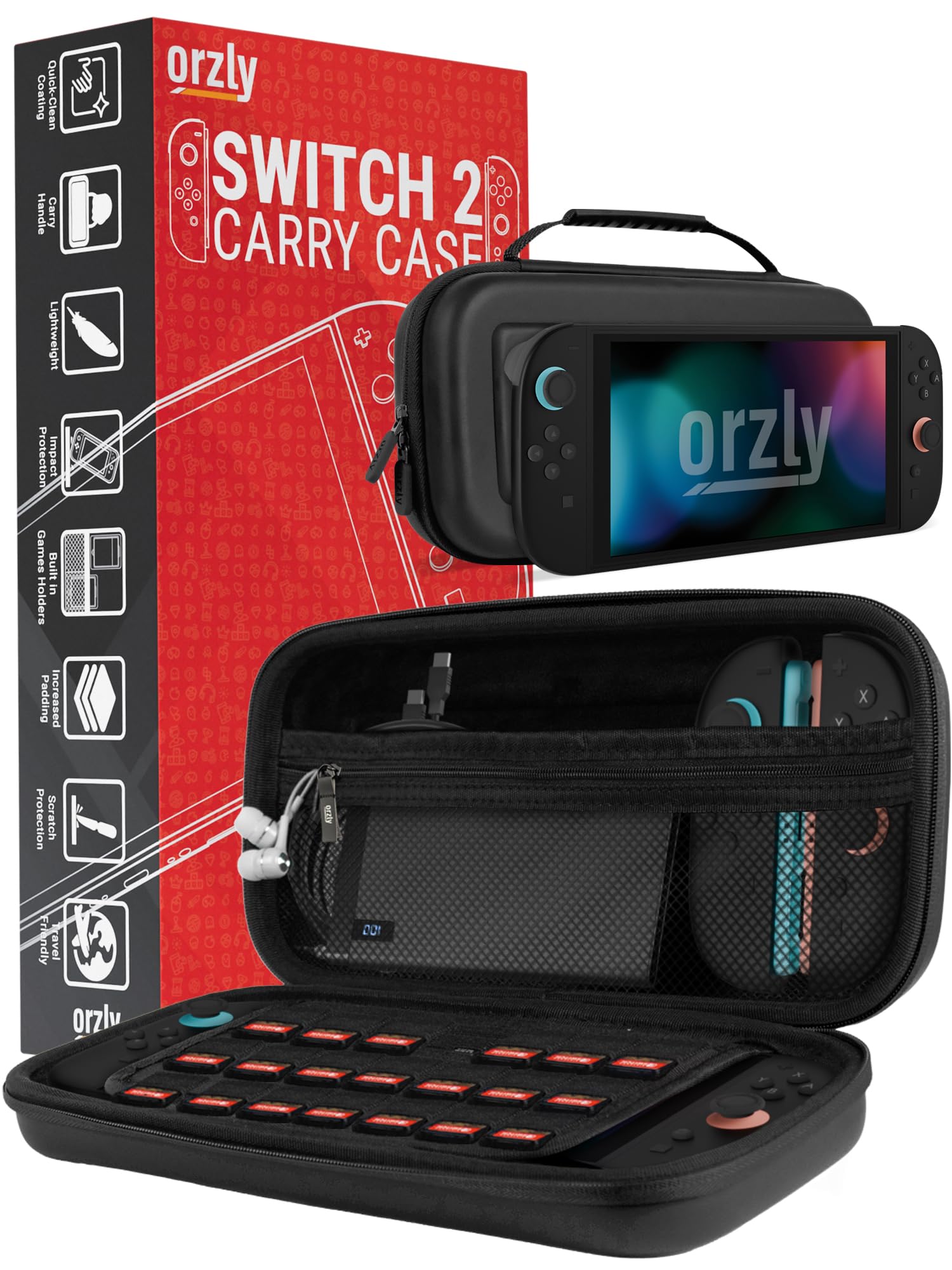 Carry Case for Nintendo Switch 2 (2025) Hard Shell Travel Case with Screen Padding, Game Card & microSD Slots, Zipped & Open Pockets for Accessories 🍁 All In One Marketplace Canada