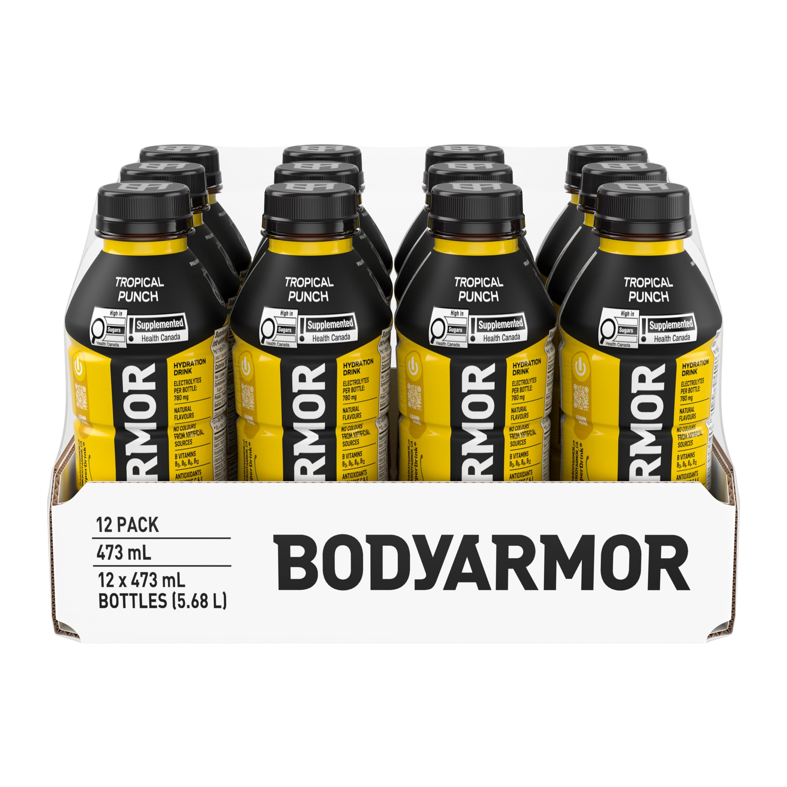 BODYARMOR SuperDrink Tropical Punch, 473 mL Bottles (12 Pack) – Sports Hydration Drink with Coconut Water, Potassium-Packed Electrolytes and Antioxidant Vitamins 🍁 All In One Marketplace Canada