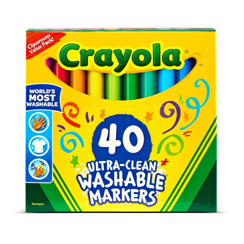 Crayola Ultra Clean Washable Markers, Broad Line Markers, Gifts, 40 Classic Colors 🍁 All In One Marketplace Canada