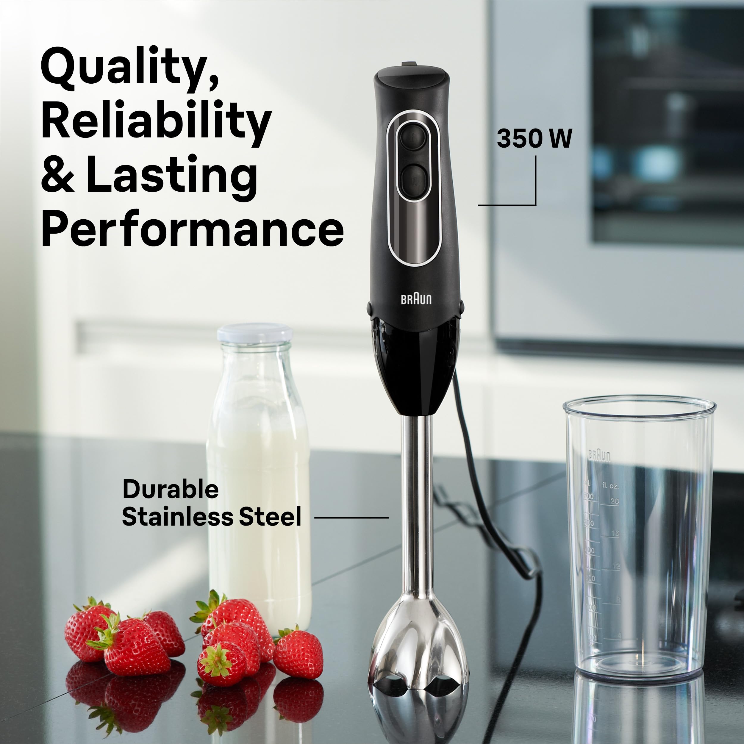 Braun MQ505 Immersion Hand Blender w/Whisk & Beaker, Dual Speed, 350W 🍁 All In One Marketplace Canada