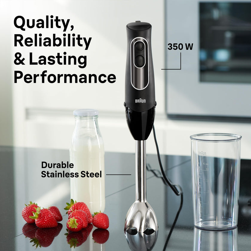 Braun MQ505 Immersion Hand Blender w/Whisk & Beaker, Dual Speed, 350W 🍁 All In One Marketplace Canada