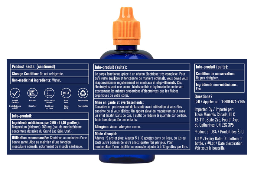 Trace Minerals ConcenTrace Drops | Ionic Liquid Magnesium, Chloride, Potassium | Full Spectrum Minerals | Low Sodium | Energy, Electrolytes, Hydration | 120 ML, 48 Day Supply 🍁 All In One Marketplace Canada