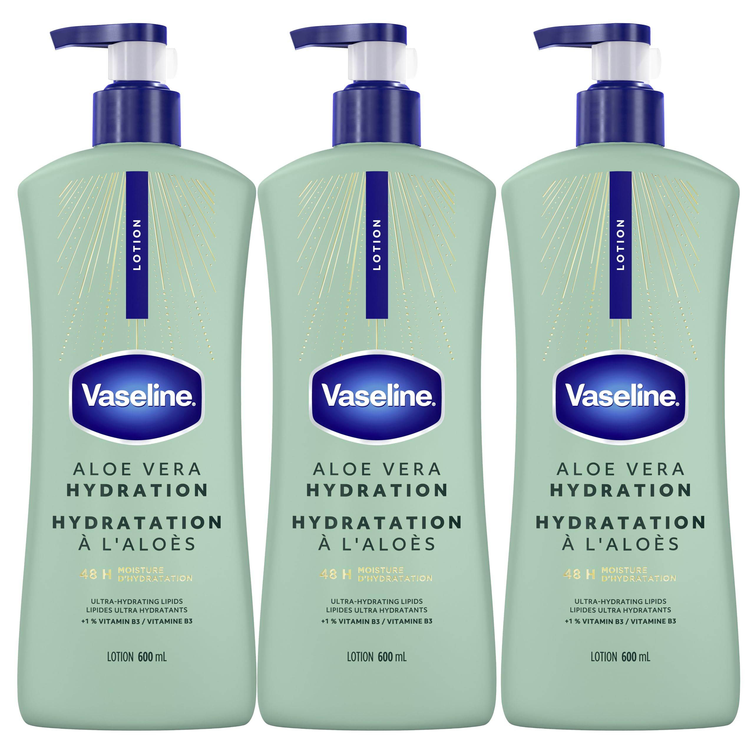 Vaseline Intensive Care Aloe Vera Hydration Body Lotion for Dry Skin with 48H Moisture + Ultra hydrating lipids, 600 ml (3-pack) 🍁 All In One Marketplace Canada