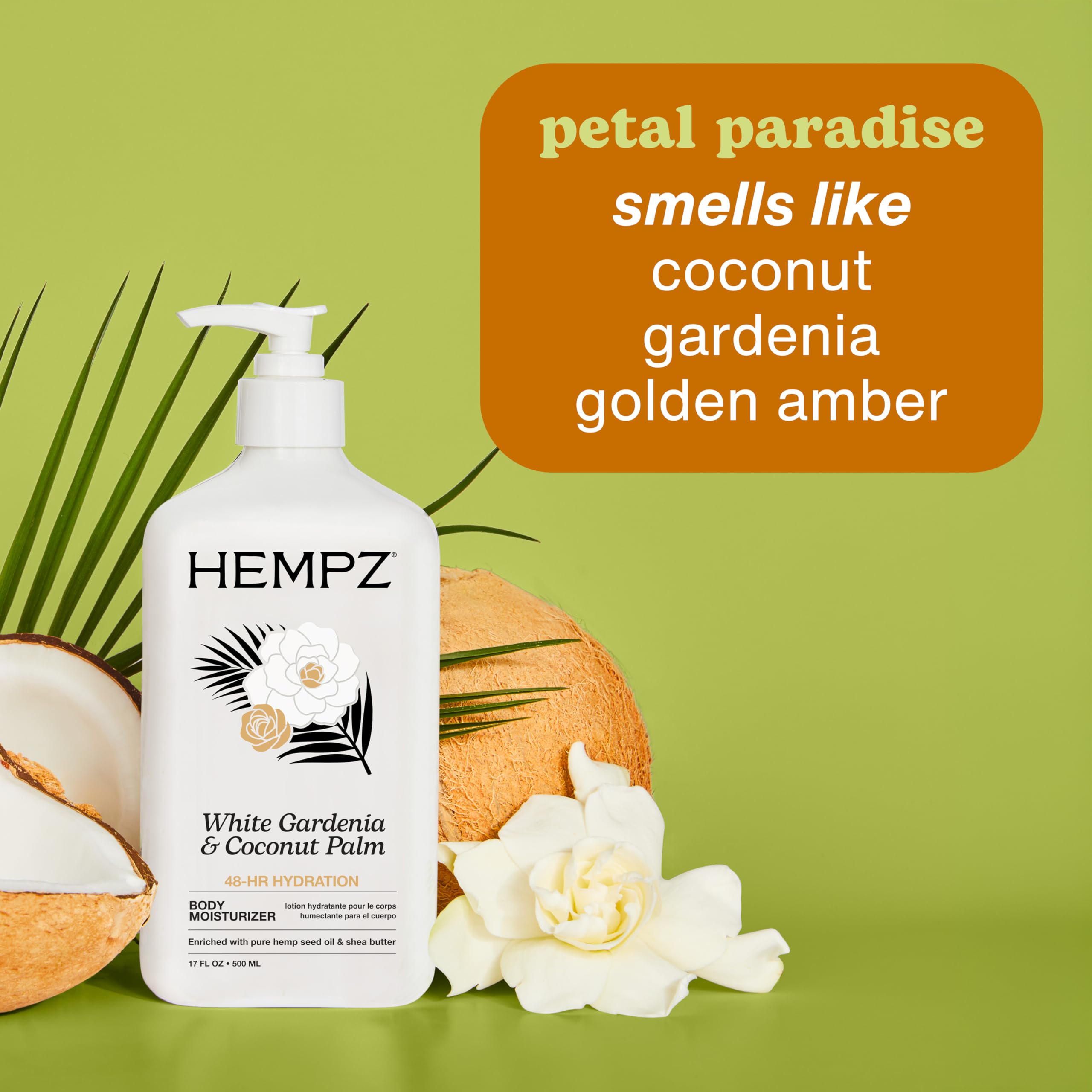 Hempz Body Lotion Moisturizer - White Gardenia & Coconut Palm - Daily Moisturizing Cream, Shea Butter, Coconut Oil - Skin Care Products, All Natural Hemp Seed Oil - 17 Fl Oz 🍁 All In One Marketplace Canada