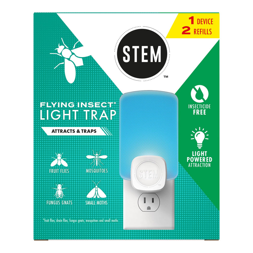 STEM Flying Insect Light Trap Kit, Fruit Fly Trap for Indoor Use, Effective Insect Control for Home, Drain Fly & Fungus Gnat Control, Insecticide-Free Plug-in Device, 1 Device + 2 Cartridges 🍁 All In One Marketplace Canada