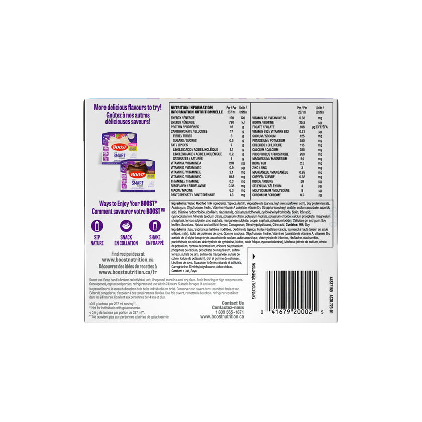 BOOST CarbSmart Vanilla, High Protein, Low Sugar, 24 Vitamins & Minerals, Nutritional Supplement, 16g Protein, 0.5g Sugar, Kosher, Gluten-free, Suitable For Diabetics, 24 Bottles, 6 kg 🍁 All In One Marketplace Canada