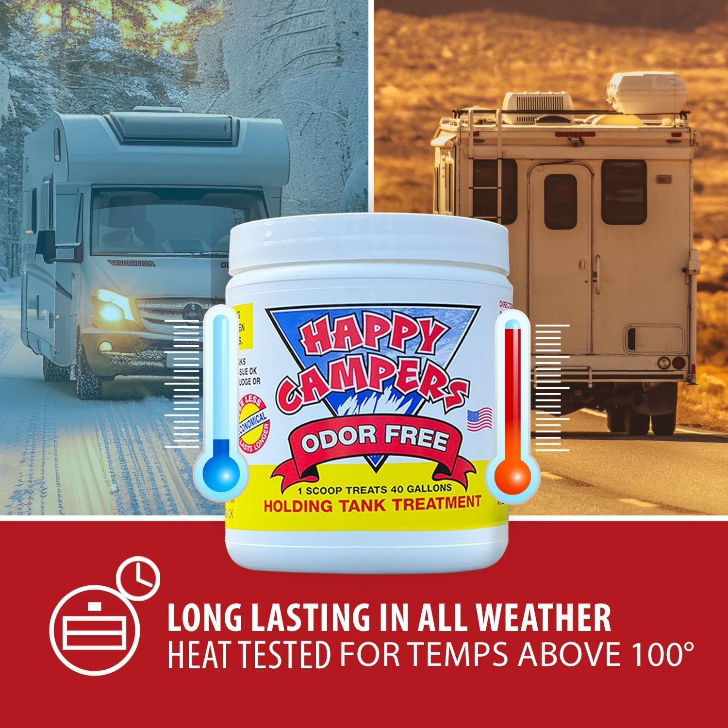 Happy Campers RV Toilet Treatment - Powerful Odor Control, Long-Lasting RV Tank Treatment - Prevents Clogs, Buildup, Sensor Failure - Keeps Holding Tank Clean & Healthy, Odor Free (18 Treatments) 🍁 All In One Marketplace Canada