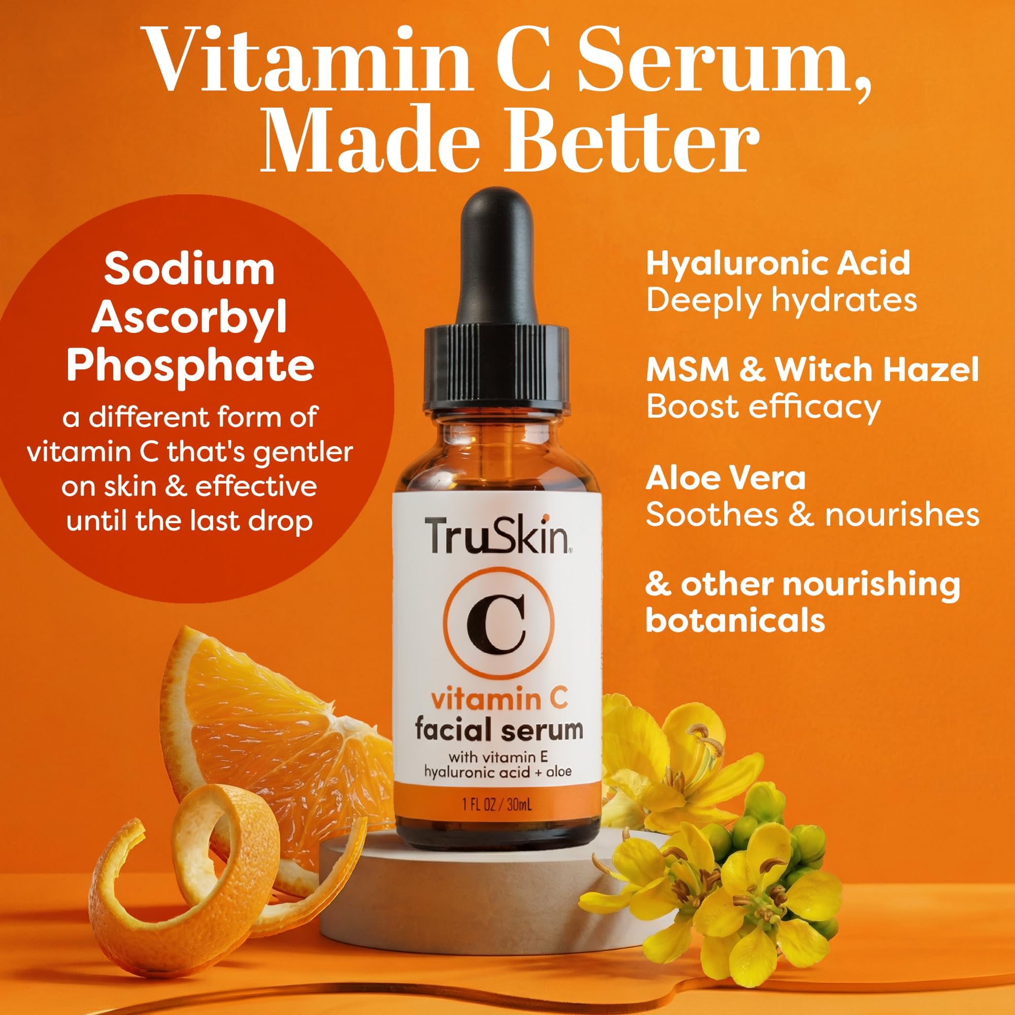 TruSkin Vitamin C Serum For Face – Anti Aging Formula with Vitamin C, Hyaluronic Acid, Vitamin E – Brightening Serum – Improve Appearance of Dark Spots, Tone, Fine Lines & Wrinkles, 1 Fl Oz 🍁 All In One Marketplace Canada