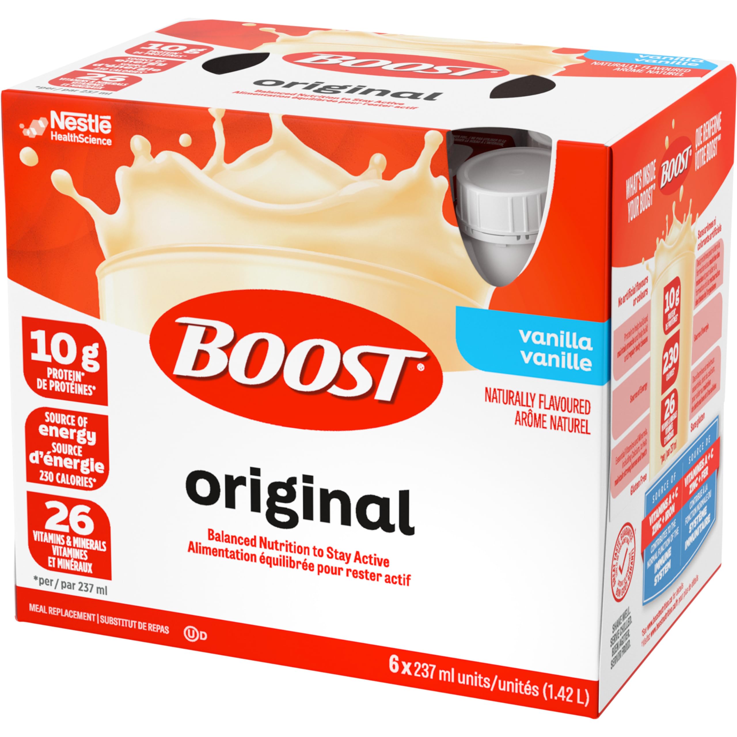 BOOST Original Meal Replacement Drink, Vanilla, 6x237ml, Case Pack of 4, Packaging May Vary 🍁 All In One Marketplace Canada