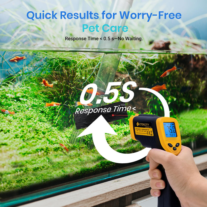 Etekcity Lasergrip 1080 Laser Thermometer Digital Infrared Thermometer Temperature Gun for Kitchen Cooking BBQ Grill and Bath Water, -58℉~1130℉ (-50℃～610℃), Yellow and Black 🍁 All In One Marketplace Canada