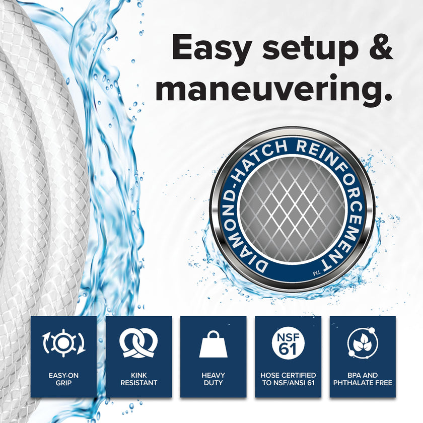 Camco TastePURE 50-Ft RV Drinking Water Hose - Contains No Lead, No BPA & No Phthalate - Features Diamond-Hatch Reinforced PVC Design - 5/8” Inside Diameter, Made in the USA (22793) 🍁 All In One Marketplace Canada