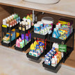 Sevenblue 4 Pack Under Sink Organizer and Storage,Bathroom Organizers, Multi-Use Under Sink Organizer for Bathroom and Kitchen with Sliding Drawer, Hang Hooks and Cup (Black, L) 🍁 All In One Marketplace Canada