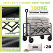 100KG Collapsible Foldable Wagon Carts - Heavy Duty Portable Folding Utility Wagons with All-Terrain Wheels for Grocery Sports Shopping Camping Garden Beach, 2 Drink Holders/Lightweight/Black 🍁 All In One Marketplace Canada