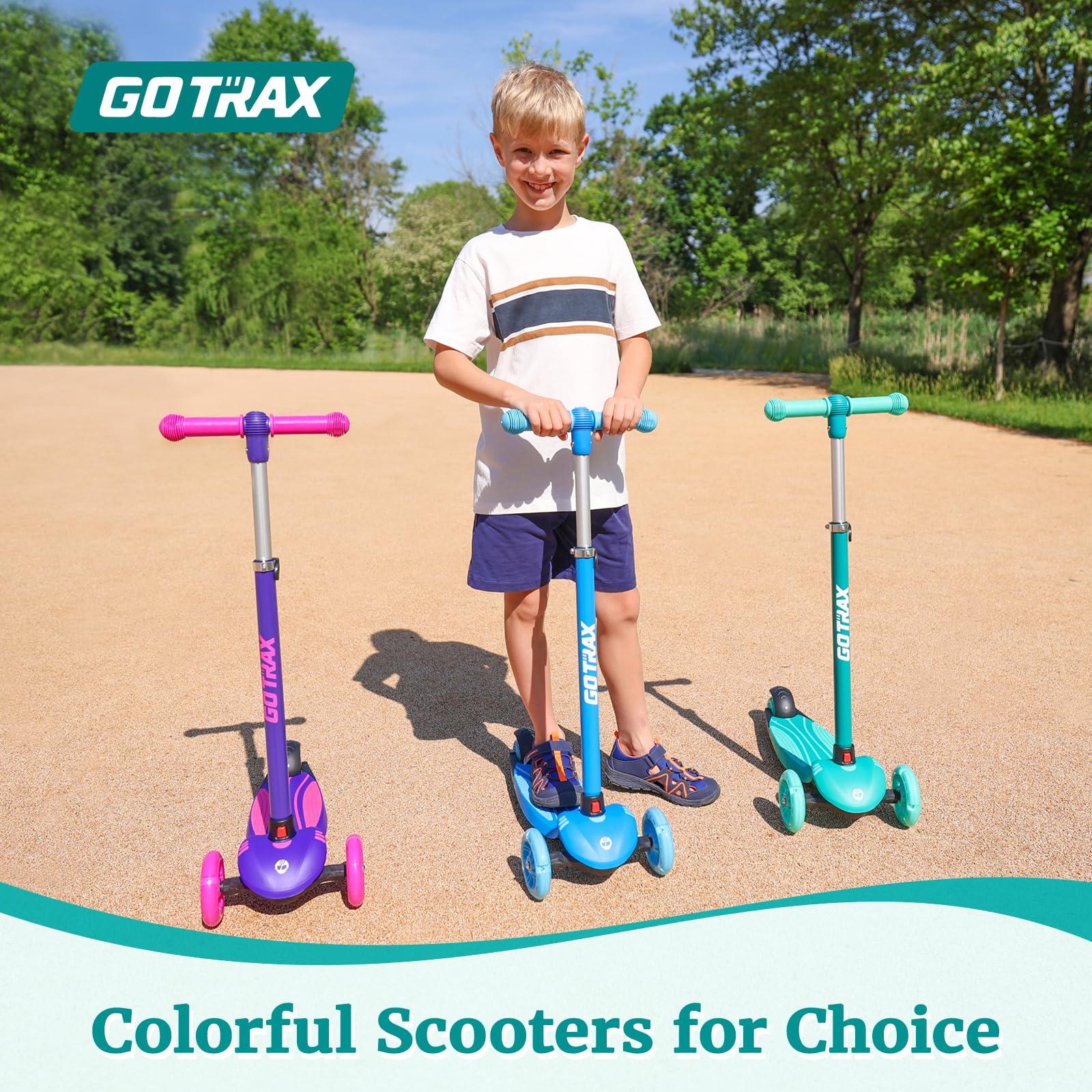 Gotrax KS1 Kids Kick Scooter, LED Lighted Wheels and 3 Adjustable Height Handlebars, Lean-to-Steer & Widen Anti-Slip Deck, 3 Wheel Scooter for Boys & Girls Ages 3+ and up to 50 Kg (Blue) 🍁 All In One Marketplace Canada