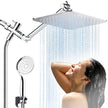 COSYLAND Rain Shower Head with Handheld - 304 Stainless Steel High Pressure 8 inch Square Rainfall Showerhead Combo with 3 Spray Mode 11 inch Extension Adjustable Arm & 60 inch Hose - Chrome 🍁 All In One Marketplace Canada