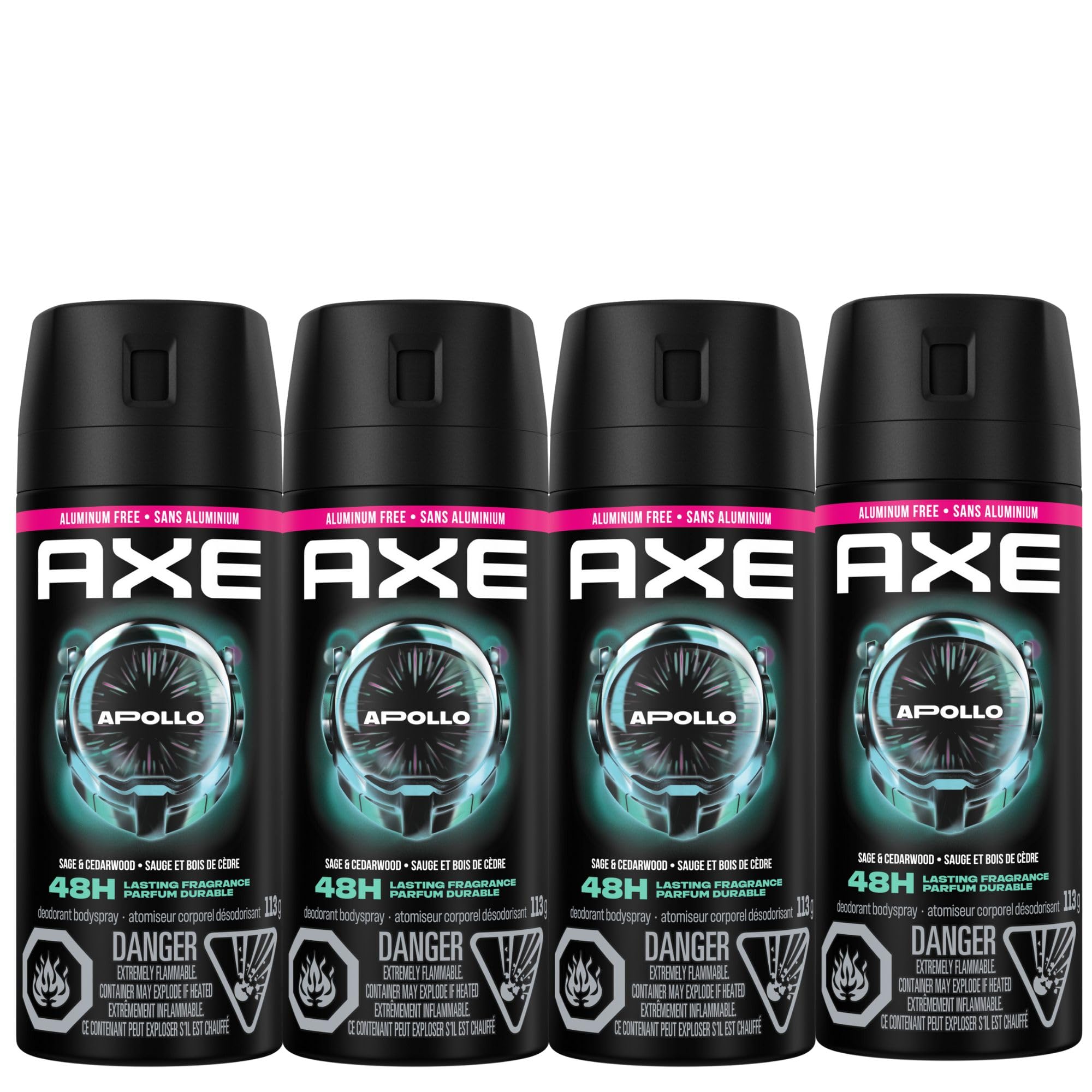 AXE Apollo Deodorant Body Spray, for long-lasting odour protection, Sage & Cedarwood, Aluminum-free Deodorant, 113g (Pack of 4) 🍁 All In One Marketplace Canada