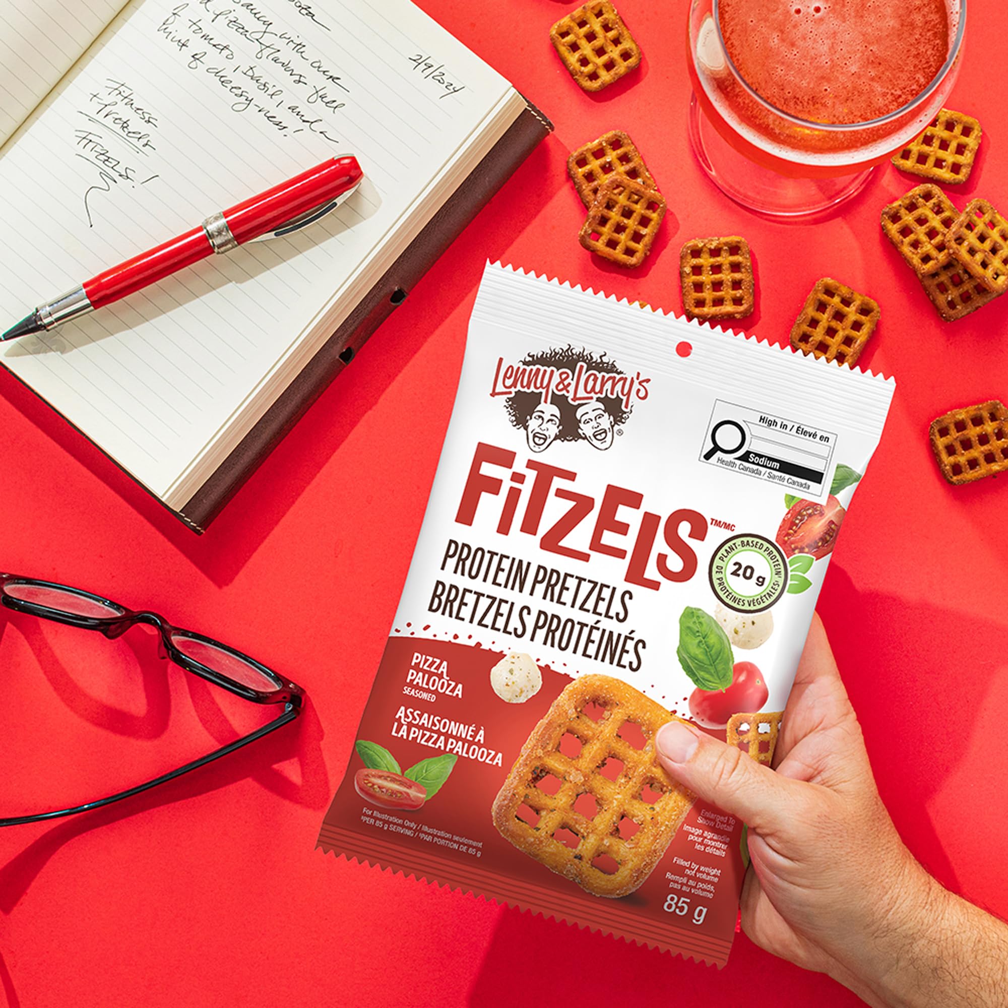 Lenny & Larry's Pizza Palooza FITZELS – Savory Pretzel Snacks Incredibly Tasty High Protein, Salty, Vegan, 20 g of Plant Based Protein (eight) Bags, 85 g Each 🍁 All In One Marketplace Canada
