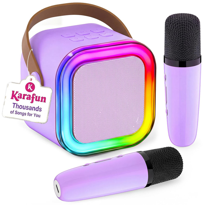 IROO Mini Karaoke Machine for Kids, 2026 TOP Kids Toys Birthday Gifts Ideas for Girls Boys Ages 3-12+ Years Old, Portable Bluetooth Speaker with 2 Wireless Mics, Noisemaker Toys for Party(Purple) 🍁 All In One Marketplace Canada